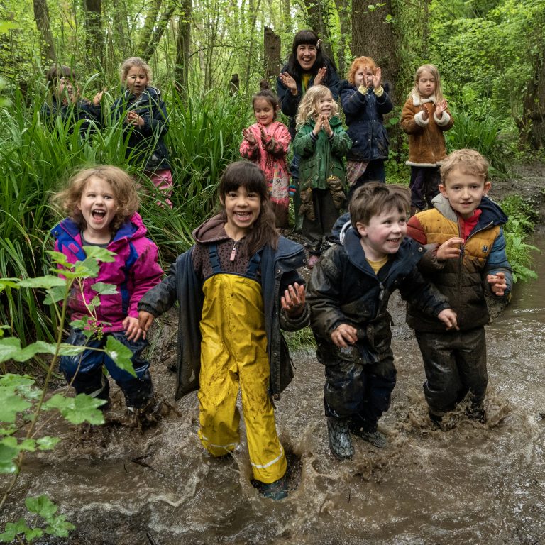 kids in muddy puddles