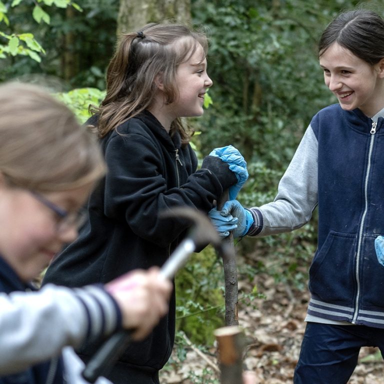 students in the forest