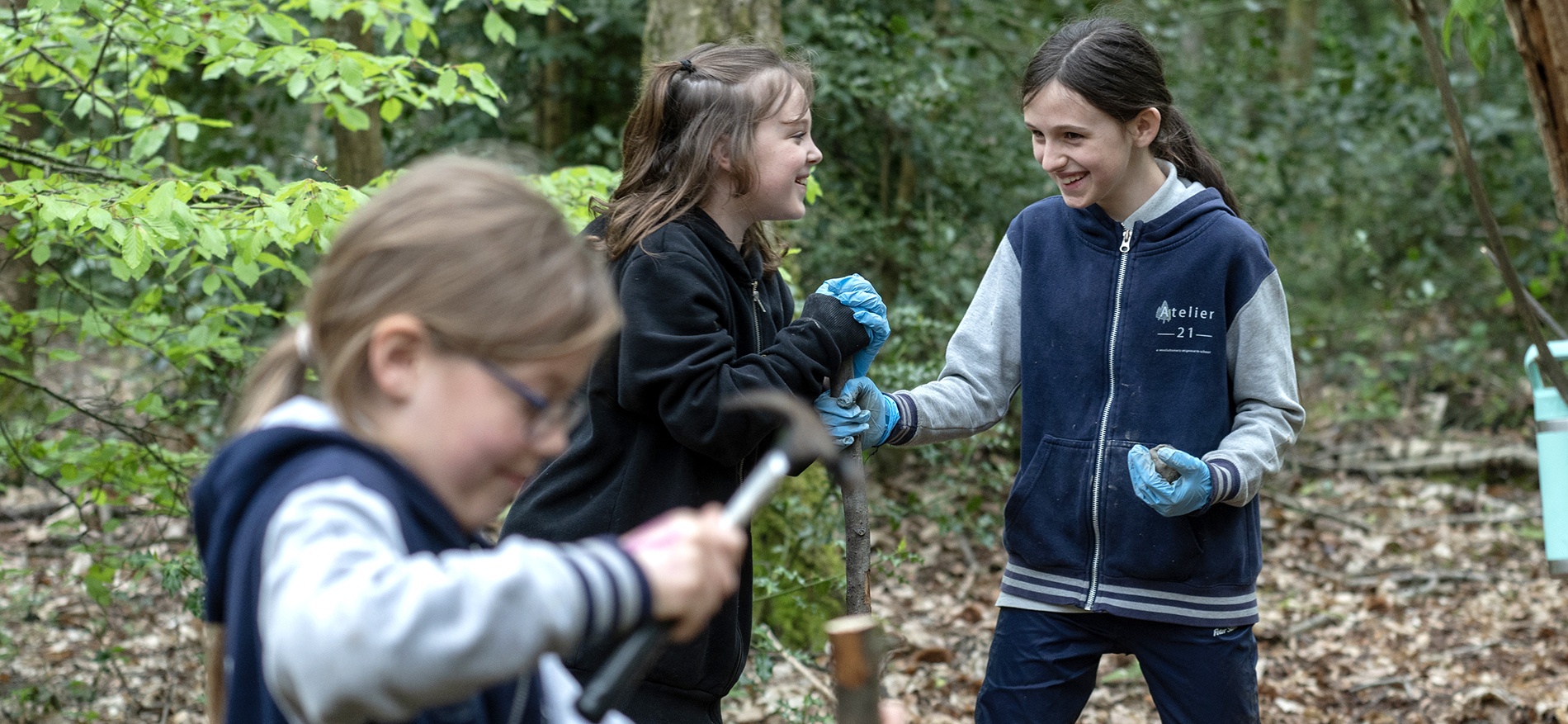 students in the forest