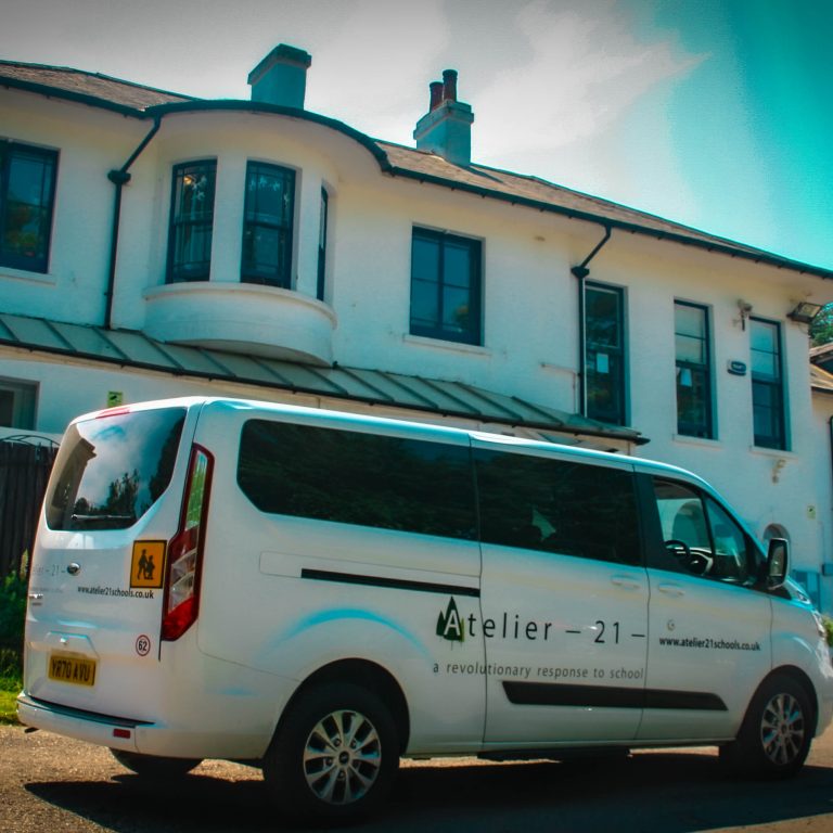 Van outside of the school